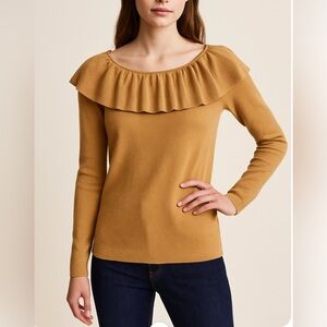 Dana Buchman Camel Off-Shoulder Silk & Cashmere Sweater